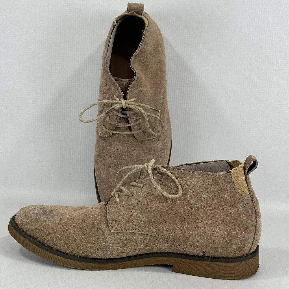 Bruno Marc Boots Mens Size 10.5 Beige Suede Chukka Desert Lace Up Casual